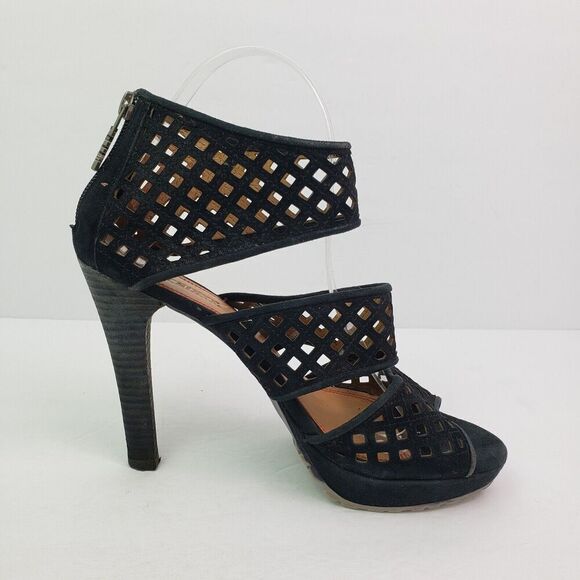 Miss Sixty Tiana Womens Size 8 Black Peep Toe Sexy 4.5 In Heel Shoes - Picture 2 of 11